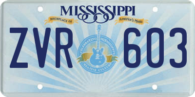 MS license plate ZVR603