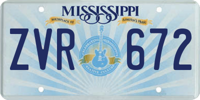 MS license plate ZVR672