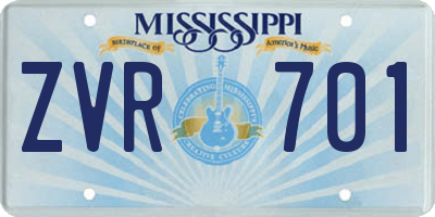 MS license plate ZVR701