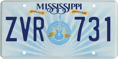 MS license plate ZVR731