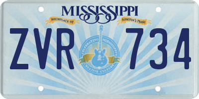 MS license plate ZVR734