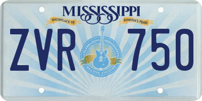 MS license plate ZVR750