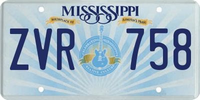 MS license plate ZVR758