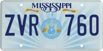 MS license plate ZVR760