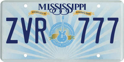 MS license plate ZVR777