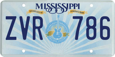MS license plate ZVR786