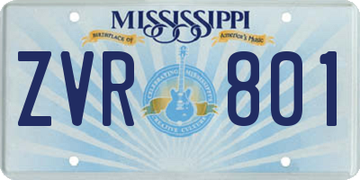 MS license plate ZVR801