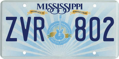 MS license plate ZVR802