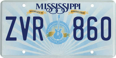 MS license plate ZVR860