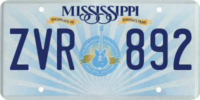 MS license plate ZVR892
