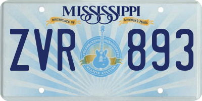 MS license plate ZVR893