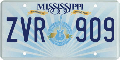 MS license plate ZVR909