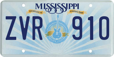 MS license plate ZVR910