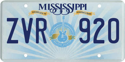 MS license plate ZVR920
