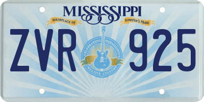 MS license plate ZVR925