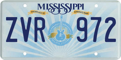 MS license plate ZVR972