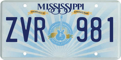 MS license plate ZVR981