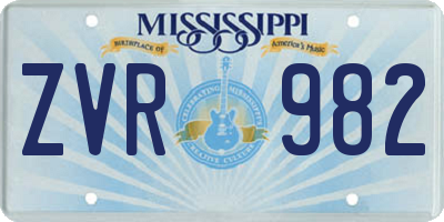 MS license plate ZVR982