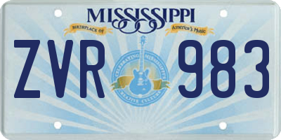 MS license plate ZVR983