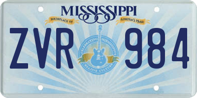 MS license plate ZVR984