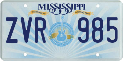 MS license plate ZVR985