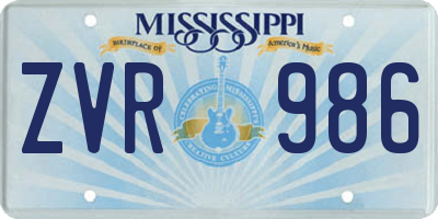 MS license plate ZVR986