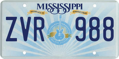 MS license plate ZVR988