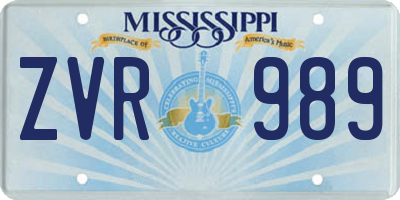 MS license plate ZVR989