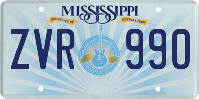 MS license plate ZVR990