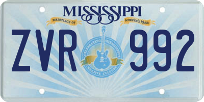 MS license plate ZVR992