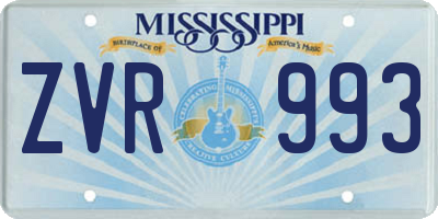 MS license plate ZVR993