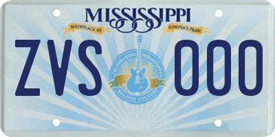 MS license plate ZVS000