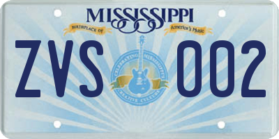 MS license plate ZVS002