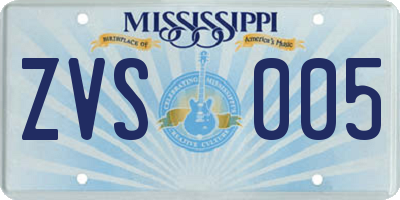 MS license plate ZVS005