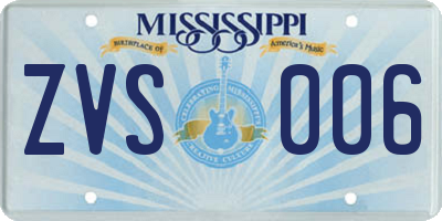 MS license plate ZVS006