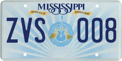 MS license plate ZVS008