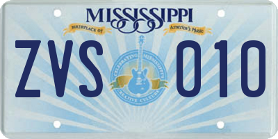 MS license plate ZVS010