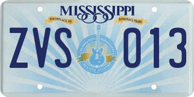 MS license plate ZVS013