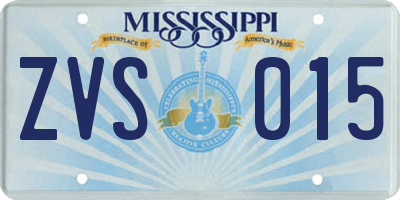 MS license plate ZVS015