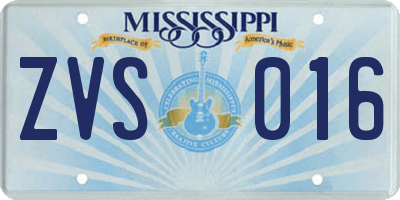 MS license plate ZVS016