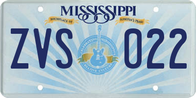 MS license plate ZVS022