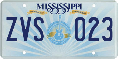 MS license plate ZVS023