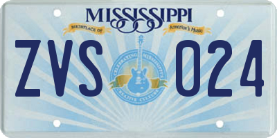 MS license plate ZVS024