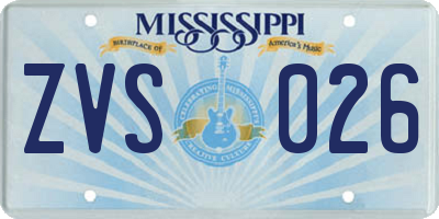 MS license plate ZVS026