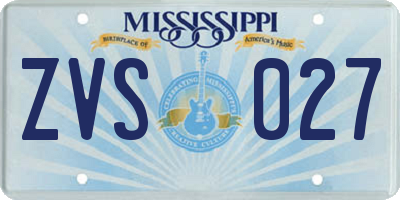 MS license plate ZVS027