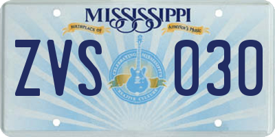 MS license plate ZVS030
