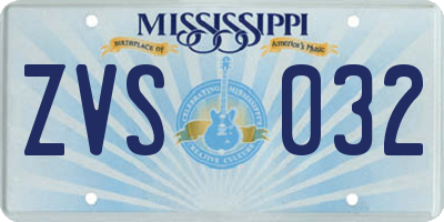 MS license plate ZVS032