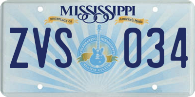MS license plate ZVS034