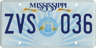 MS license plate ZVS036