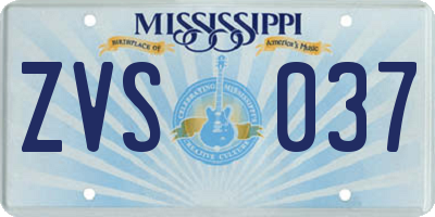 MS license plate ZVS037